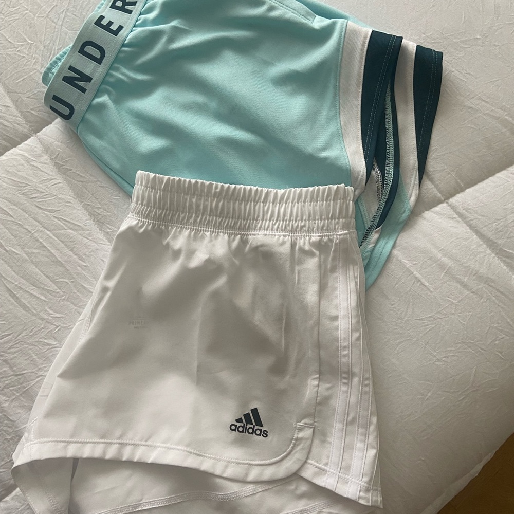 Under armour & adidas shorts.
